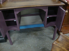 Load image into Gallery viewer, Vintage Custom Painted with Transfers Vanity Desk, Chair and Mirror Set

