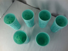 Load image into Gallery viewer, 1950s Fenton Unmarked Block and Star Turquoise Milk Glass Tumblers Set of 6
