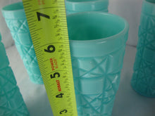 Load image into Gallery viewer, 1950s Fenton Unmarked Block and Star Turquoise Milk Glass Tumblers Set of 6
