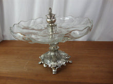 Load image into Gallery viewer, Vintage Glass with Silver Tone Metal Appetizer Dessert Base Stand
