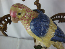 Load image into Gallery viewer, Vintage Brass 3 Arm Candleabra with Ceramic Parrot on Base
