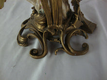 Load image into Gallery viewer, Vintage Brass 3 Arm Candleabra with Ceramic Parrot on Base
