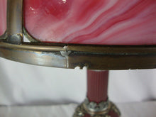Load image into Gallery viewer, Vintage Cassidy Lamp Co. Pink Slag Glass Shade Brass Base Electric Dual Bulb Lamp
