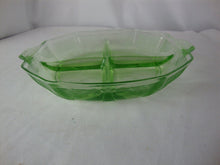 Load image into Gallery viewer, Vintage Anchor Hocking Princess Vaseline Glass Shallow Divided Dish with Handles
