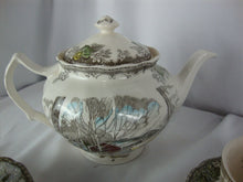 Load image into Gallery viewer, Vintage Johnson Bros Friendly Village Teapot (2) Teacups and (2) Saucers Set
