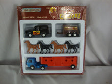 Load image into Gallery viewer, 1981 Tootsie Toy Rodeo Cowboy Die Cast Ranch Trucks Trailers with Horses NIB Set
