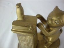 Load image into Gallery viewer, Vintage Solid Brass Naughty Kitten with Spilled Milk Figurine
