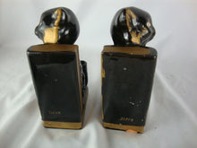 Load image into Gallery viewer, MCM Retro Black/Gold Cat Bookends Pen Holders Set of 2
