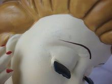 Load image into Gallery viewer, Vintage Nippon Handpainted Blonde Hair Black Hat Red Bow Large Woman Head Vase
