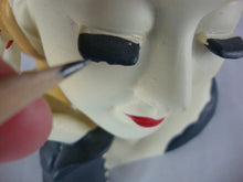 Load image into Gallery viewer, Vintage Nippon Handpainted Blonde Hair Black Hat Red Bow Large Woman Head Vase
