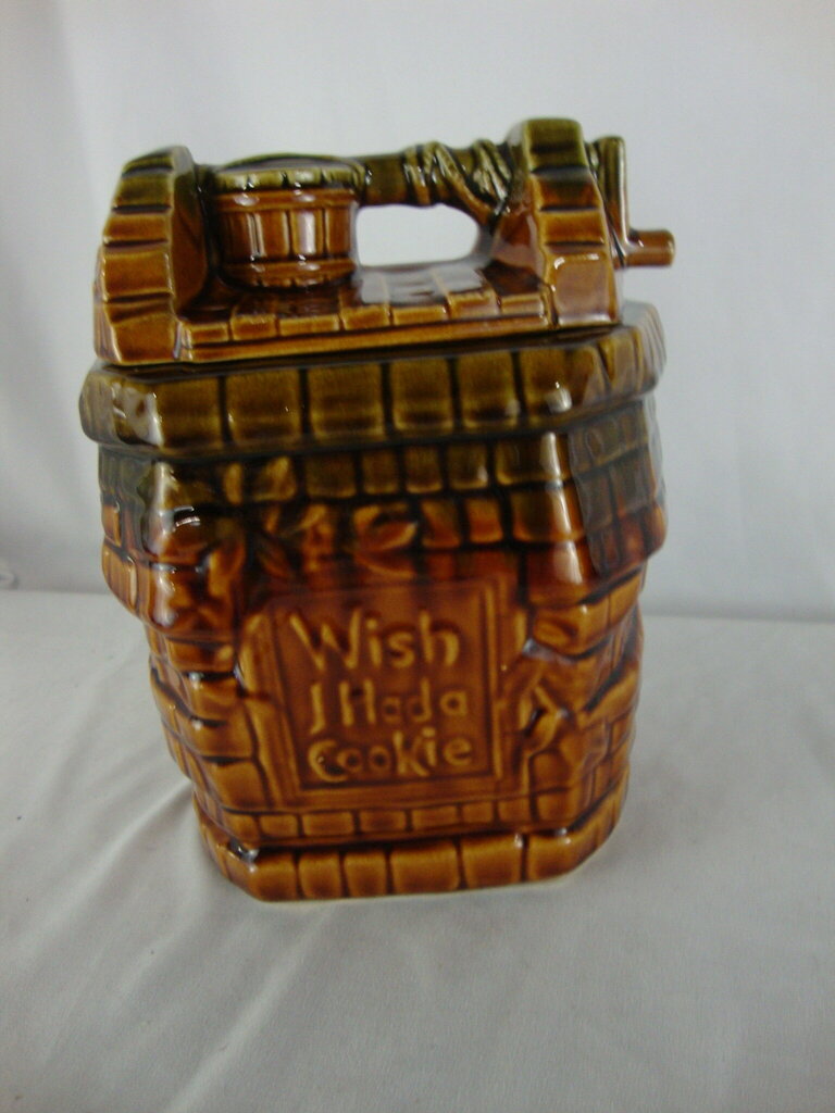 Vintage Mccoy Wish I Had a Cookie Ceramic Wishing Well Cookie Jar with Lid