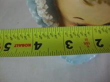 Load image into Gallery viewer, Vintage Blue Baby Head Vase Spaghetti Bow Bonnet Trim
