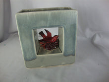Load image into Gallery viewer, Vintage McCoy Arcature Gray Pottery Red Bird Double Vase

