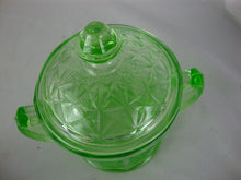 Load image into Gallery viewer, Vintage Hazel Atlas X Pattern Uranium Vaseline Glass Sugar Bowl with Lid
