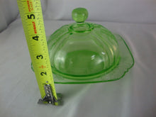 Load image into Gallery viewer, Vintage Federal Glass Parrot Uranium Depression Glass Covered Butter Dish
