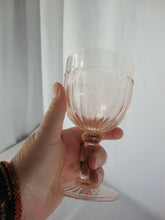 Load image into Gallery viewer, Vintage Anchor Hocking Pink Glass Mayfair Pattern Footed Water Goblet Glass
