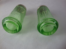 Load image into Gallery viewer, Vintage Federal Glass Madrid Uranium Glass Salt and Pepper Shaker Set
