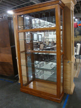 Load image into Gallery viewer, Pulaski Furniture Oak Slide Front 5 Shelf Curio Display Cabinet with Lock/Key
