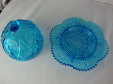 Load image into Gallery viewer, Vintage Kemple Yutec Turquoise Pressed Glass Butter Cheese Dish with Dome Lid

