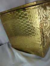 Load image into Gallery viewer, Vintage Brass Repousse English Pub Scene Kindling Storage Box Hinged Lid

