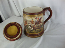 Load image into Gallery viewer, Vintage Ceramic English Hunt Scene Handled Canister Stein with Lid
