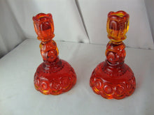 Load image into Gallery viewer, Vintage LE Smith Amberina Moon Stars Candleholders Set of 2
