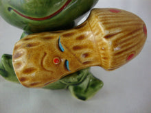 Load image into Gallery viewer, Vintage Japan Anthropomorphic Frog Holding Mushroom Salt Pepper Shaker Set
