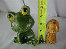 Load image into Gallery viewer, Vintage Japan Anthropomorphic Frog Holding Mushroom Salt Pepper Shaker Set
