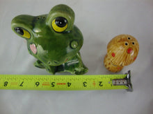 Load image into Gallery viewer, Vintage Japan Anthropomorphic Frog Holding Mushroom Salt Pepper Shaker Set
