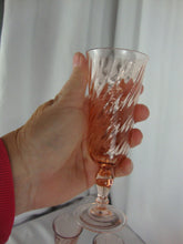 Load image into Gallery viewer, Vintage Cristal D'Arques Pink Rosaline Swirl Champagne Flute Set of 6
