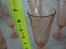 Load image into Gallery viewer, Vintage Cristal D'Arques Pink Rosaline Swirl Champagne Flute Set of 6
