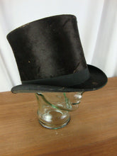 Load image into Gallery viewer, Antique Pope Atlanta GA Mens Black Fur Top Hat with Case Decor
