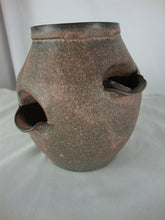 Load image into Gallery viewer, Vintage Pottery Brown Pink Speckled Strawberry Pot Planter
