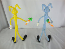 Load image into Gallery viewer, Vintage Bendable Bunny Rabbit with Carrot Set of 2 Figures
