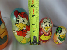 Load image into Gallery viewer, Vintage Russian Matryoshka Scrooge McDuck Nephews Wood Nesting Dolls Set of 7
