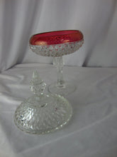 Load image into Gallery viewer, Vintage Indiana Glass Kings Crown Ruby Flash Pedestal Candy Dish
