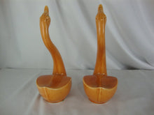 Load image into Gallery viewer, MCM Retro Orange Speckle Graceful Swans Set of 2 Table Decor
