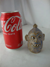 Load image into Gallery viewer, Marvin Bailey Folk Art Pottery Mini Tan Blue 4 Tooth Ugly Jug 3 1/4" Inch
