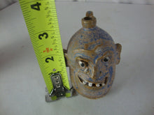 Load image into Gallery viewer, Marvin Bailey Folk Art Pottery Mini Tan Blue 4 Tooth Ugly Jug 3 1/4" Inch
