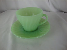 Load image into Gallery viewer, Vintage Fire King Jadeite Swirl Teacup and Saucer Set
