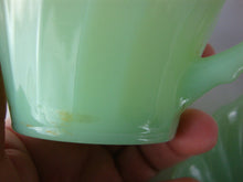 Load image into Gallery viewer, Vintage Fire King Jadeite Swirl Teacup and Saucer Set
