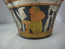 Load image into Gallery viewer, Vintage Egypt Etched Metal Geometric and Figures Vase

