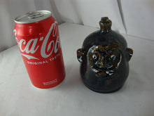 Load image into Gallery viewer, Marvin Bailey Folk Art Mini Navy/Brown Streaked 4" Tall Ugly Face Jug

