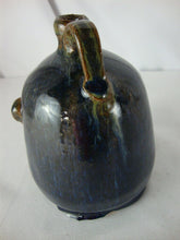 Load image into Gallery viewer, Marvin Bailey Folk Art Mini Navy/Brown Streaked 4" Tall Ugly Face Jug
