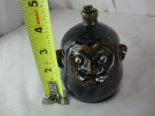 Load image into Gallery viewer, Marvin Bailey Folk Art Mini Navy/Brown Streaked 4" Tall Ugly Face Jug
