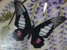 Load image into Gallery viewer, Vintage Embroidered Butterflies in Purple Wisteria Framed Artwork
