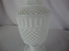 Load image into Gallery viewer, Vintage Diamond Point Milk Glass Pedestal Compote Candy Dish with Lid
