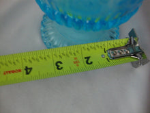 Load image into Gallery viewer, Vintage LG Wright Aqua Glass Wildflower Covered Candy Jar
