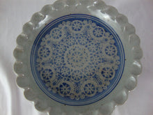 Load image into Gallery viewer, Vintage Nelson Pottery Putty Blue Lace Design Scallop Pie Plate
