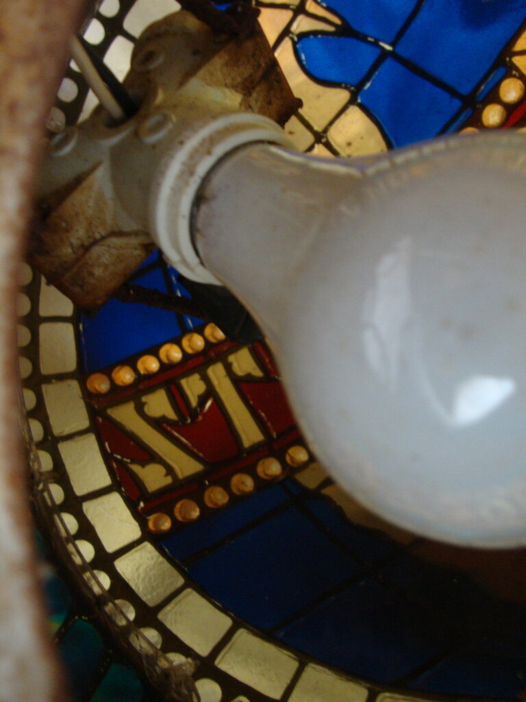 1977 Schlitz Beer Stained Glass Half Globe Hanging Electric Plug